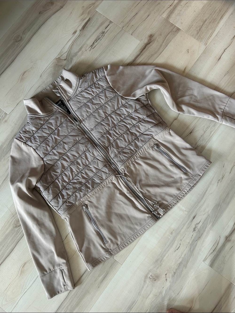 Avia Light Beige Quilted Panel Utility Jacket